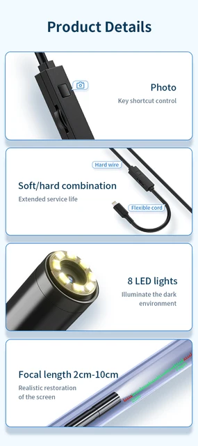 KERUI 2MP Endoscope Android Mini Inspection Camera  Single/Dual Lens for Iphone Waterproof Pipeline Borescope Type C IOS 6