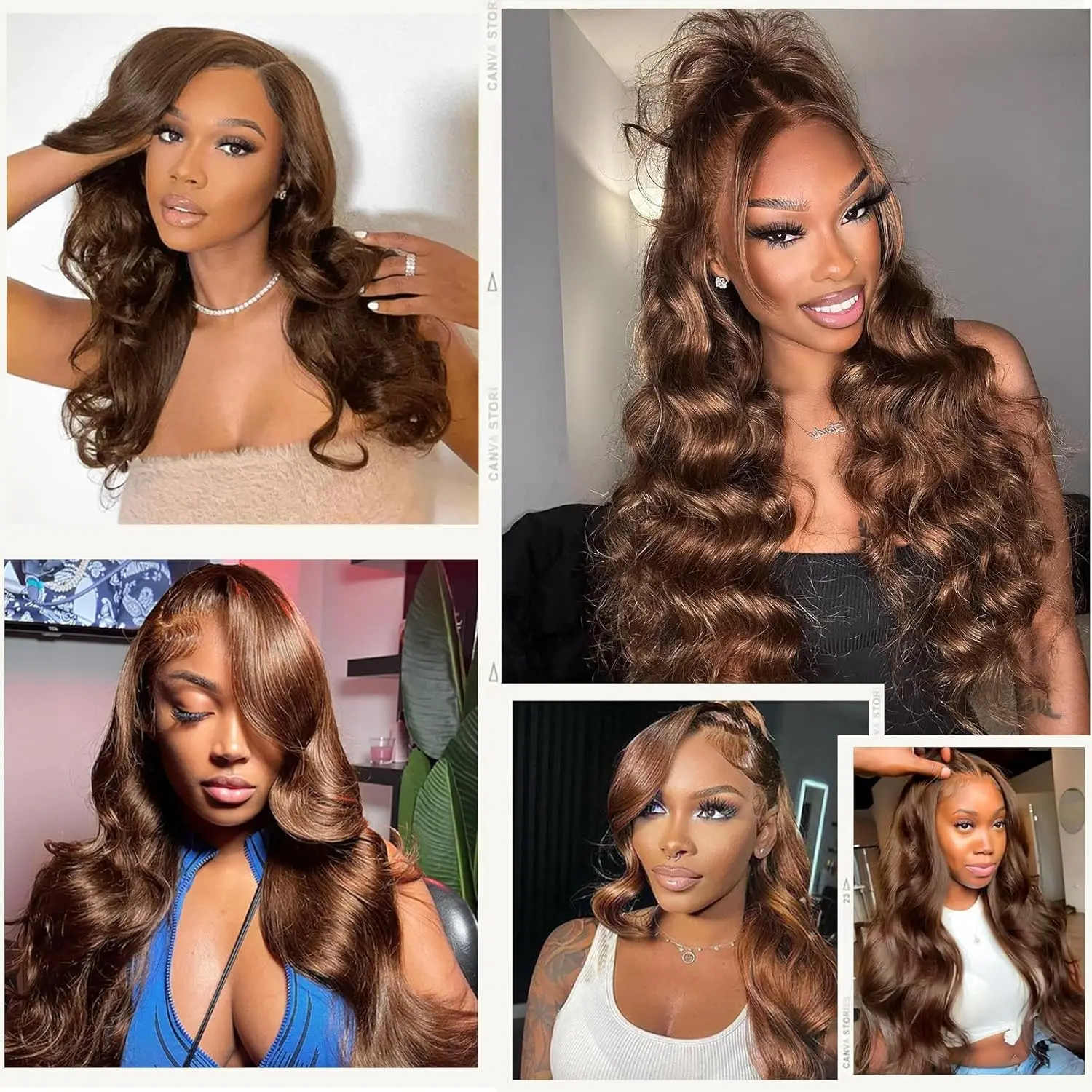 Chocolate Brown 13x6 Lace Front Wig Brazilian Pre Plucked 13x4 HD Lace Frontal Wigs Brown Body Wave Human Hair Closure Wigs 200%