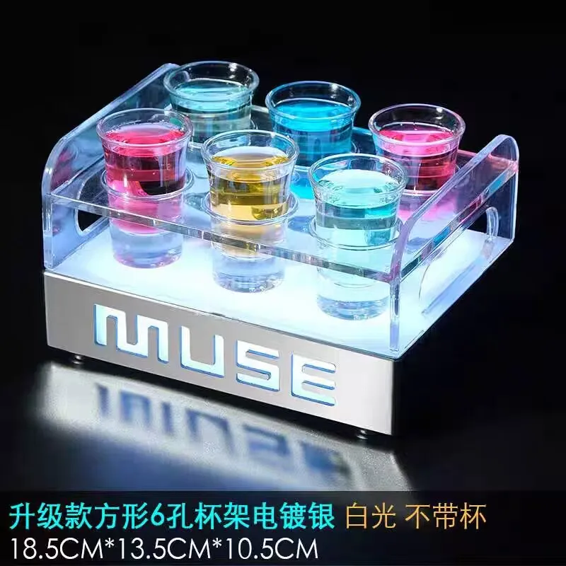 Cocktail Display Rack Ktv Nightclub Glow In The Dark Party 12 Hole Love Bullet Cup Wine Glass Holder Bar Shot Glasses Heart Tray
