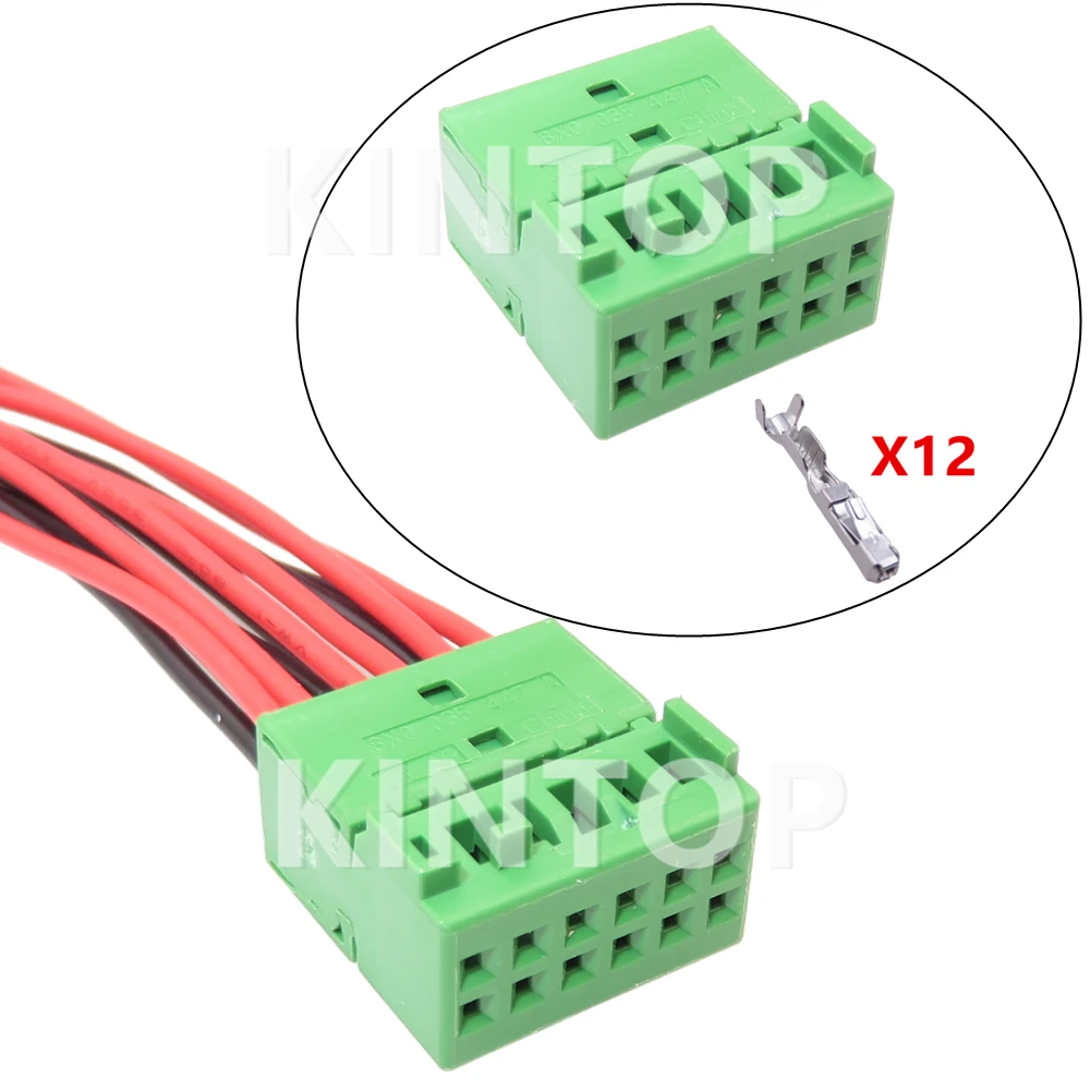 

1 Set 12 Pins 8X0035447A 8X0 035 447 A 1564491-2 Car Starter Wire Cable Socket with Wires Auto Green Connector