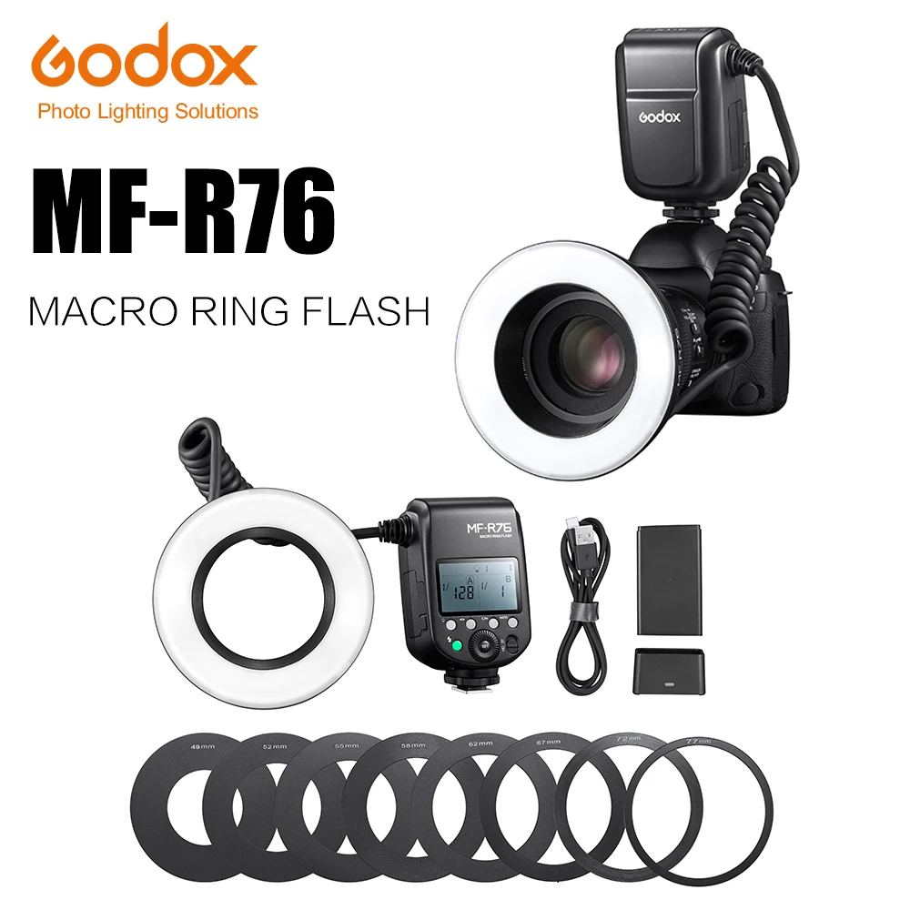 Godox MF-R76 RING76 5000K Macro LED Ring Light Speedlite Flash