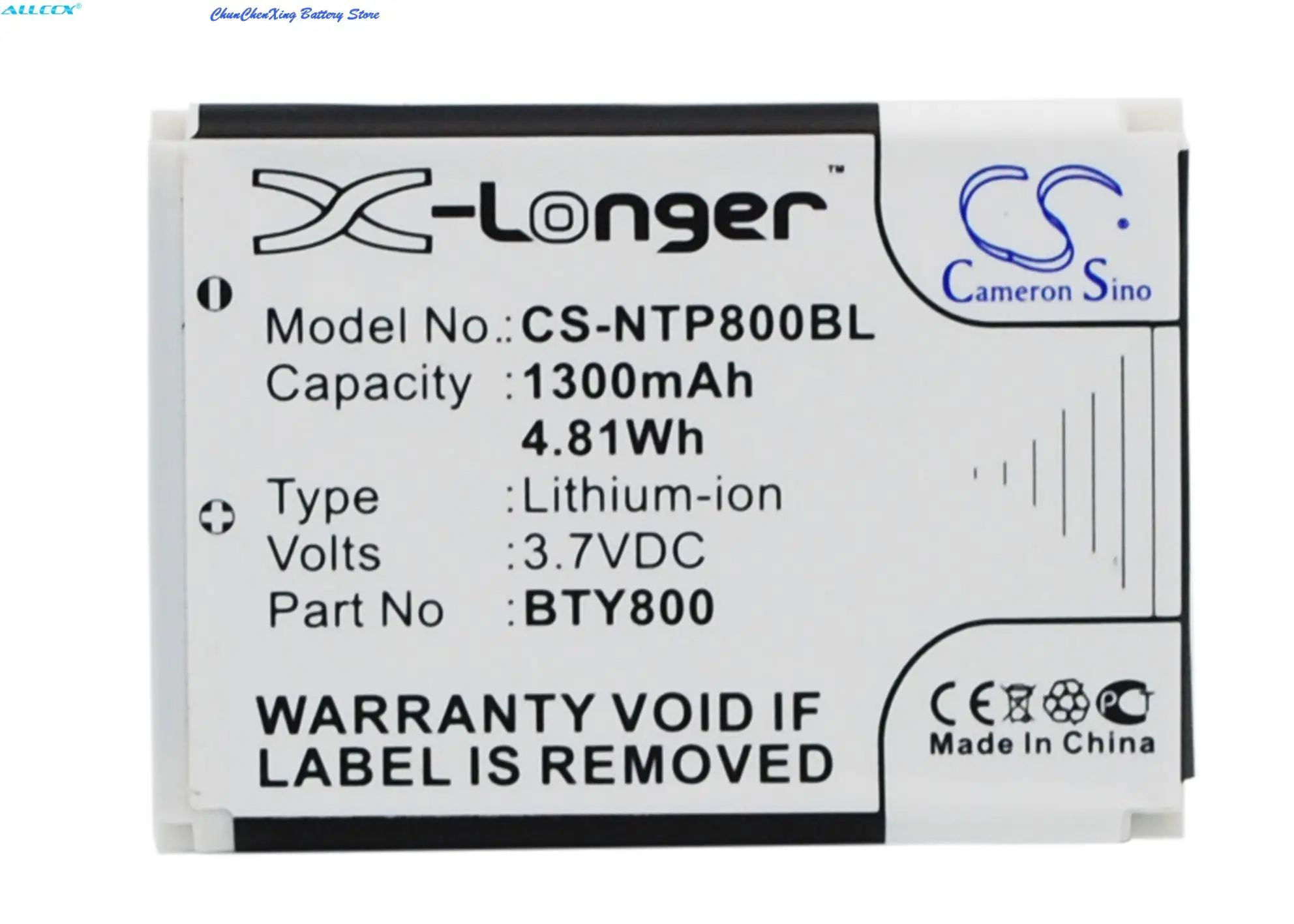 OrangeYu 1300mAh Battery BTY800 for CipherLab 8000, 8200,8300,CPT-8300, For Newland NLS-PT800,NLS-PT850,NLS-PT850B,NLS-PT853