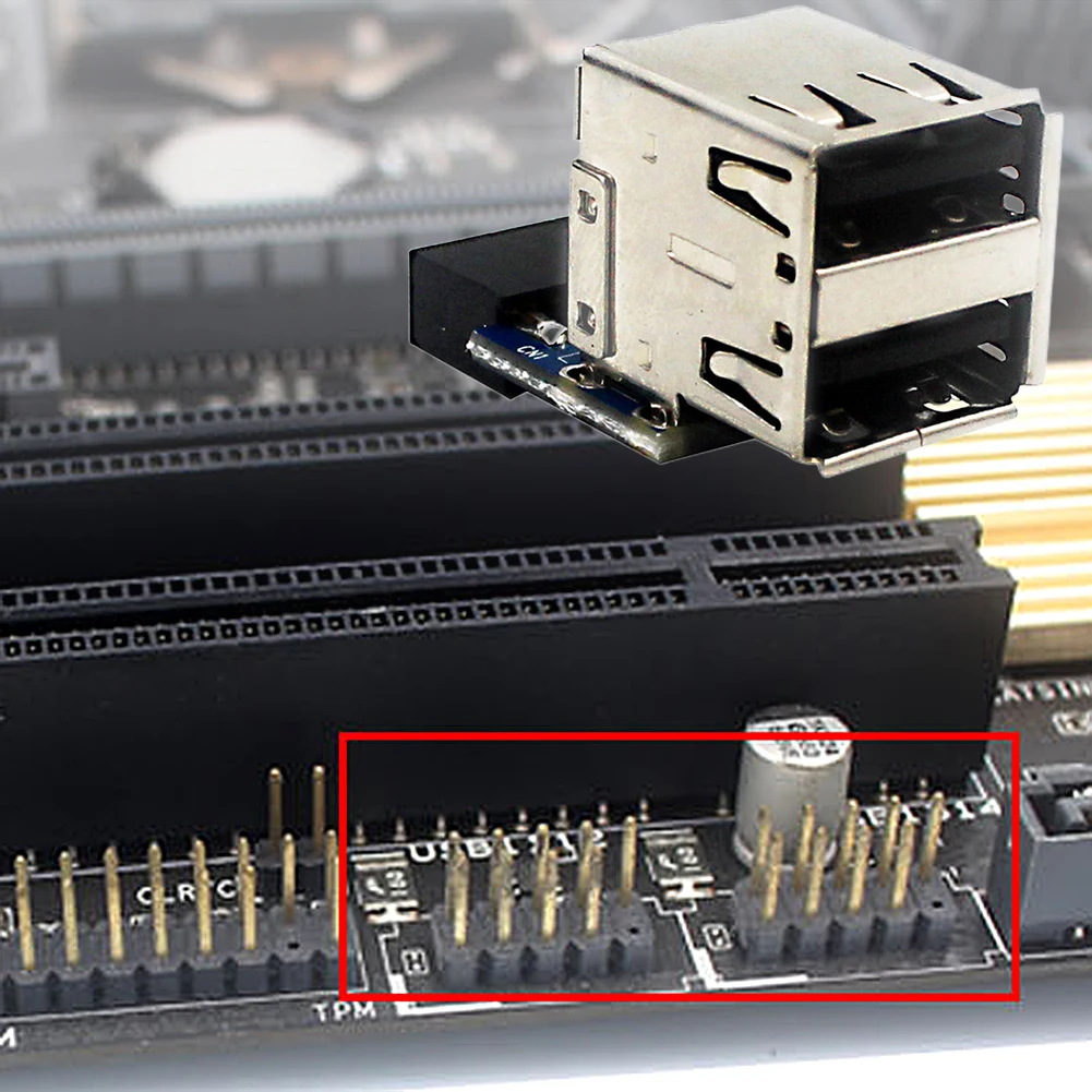 Разъем материнской платы USB 2,0, 9-контактный адаптер материнской платы на  2 порта мама, плата преобразователя, удлинитель карты, Внутренние разъемы  ...