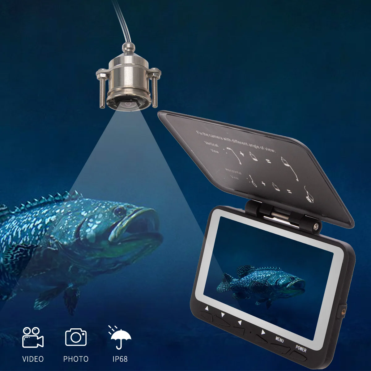 Fish Finder SYANSPAN 1000TVL Video Underwater Ice Fishing Camera with 30m Cable 4.3" DVR Monitor 8IR LED for Catching Fish