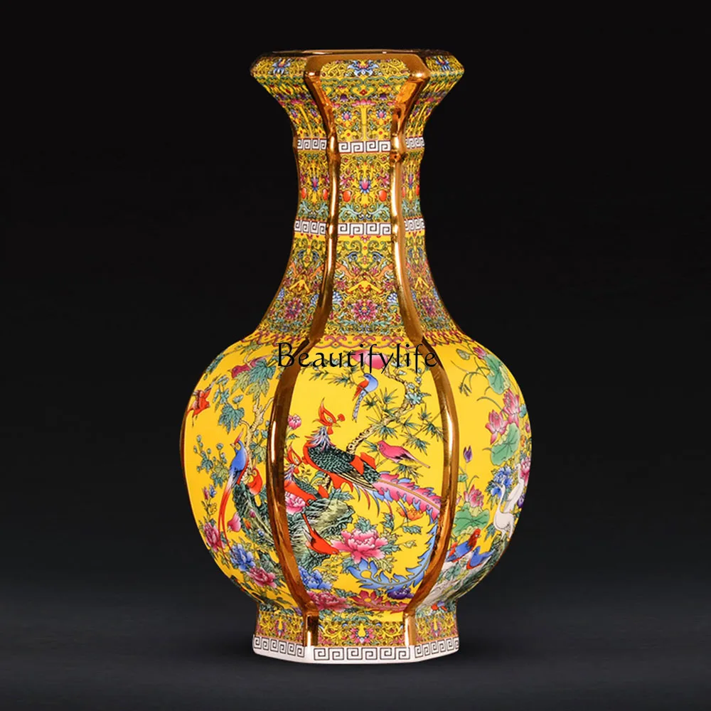 

Jingdezhen Ceramic Vase Chinese Living Room TV Cabinet Enamel Large Ornaments