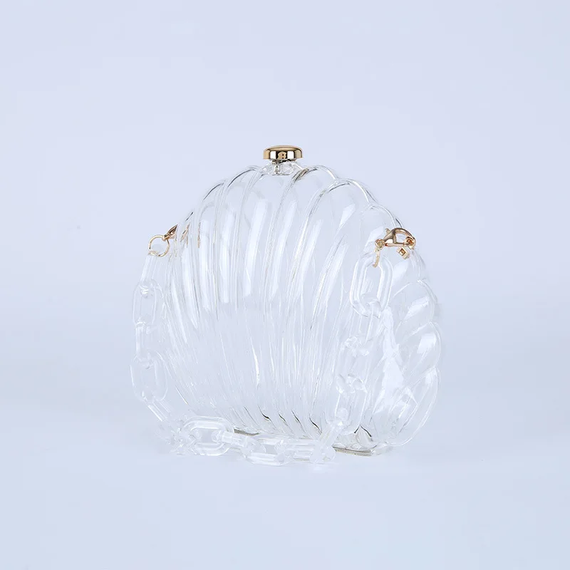 Trendy Transparent Seashell Evening Bags With Metal Acrylic Chain Sholder Bag Crossbody For Women Party Clutches Ladies Handbag