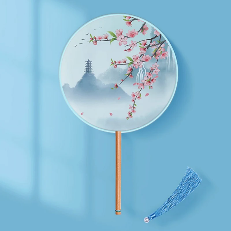 Round Double-sided Embroidered Silk Fan, Craft Gifts, Home Decoration, Hanfu, Animation Accessories, Chinese Style, Portable Fan