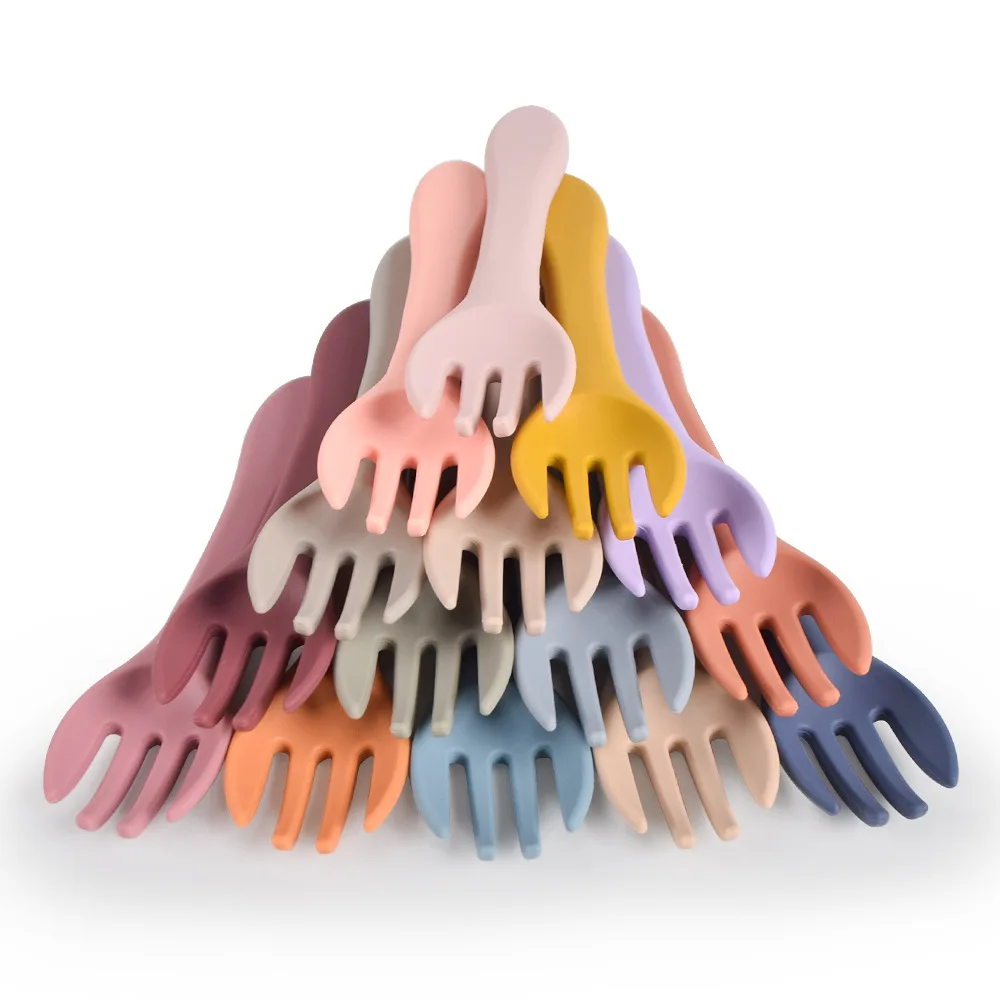 2 Pcs Food Grade Silicone Baby Spoon Fork Children Silicone Tableware Spoon Baby Food Supplement Fork Spoon Set Baby Tableware 5 Se584f977d6694adb9d7f2f91676ef3a5U
