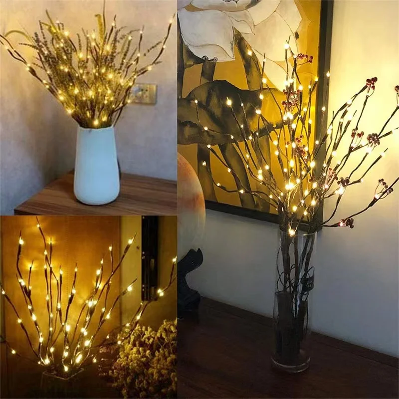 

20 Beads LED Simulated Tree Flower Lantern String Indoor Room Desktop Decoration Battery Powered Wedding Christmas Decoration.