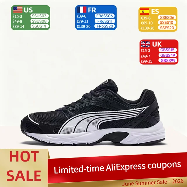 PUMA Axis Retro Mesh Chaussures de course basses respirantes, élégantes, minimalistes et polyvalentes (unisexe, noir et argent) 368465-03 1