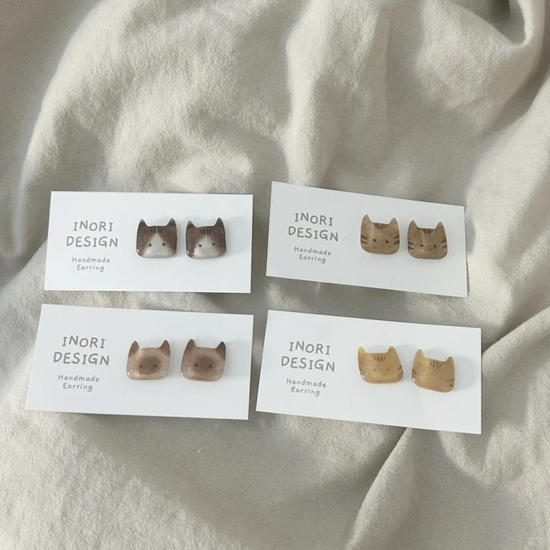 Adorable Kitten Stud Earrings For Girls Women Simple Style Cartoon Cat Design Mini Earring Sweet Animal Jewelry Gift