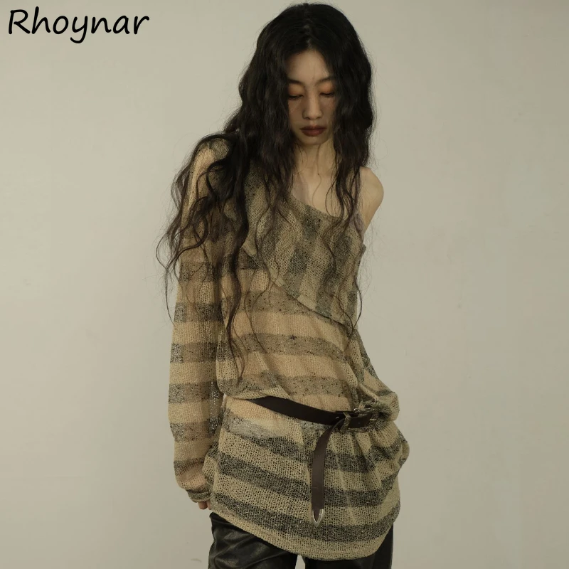 

Женская Винтажная футболка в полоску, с капюшоном и длинным рукавом