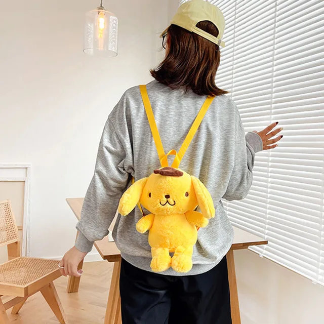 Kawaii Soft PomPomPurin Stuffed Plush Backpack Gifts For Kids Children Girls Lolita Style Bag Lovely Pom Pom Purin Bag 3