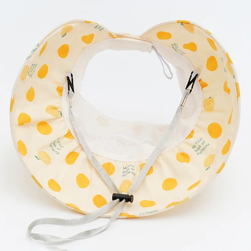 Summer Korean Cute Fashion Kids Foldable Dot Sun Protector Hats Baby Beach Outdoor with Windproof Rope Baseball Caps Headband