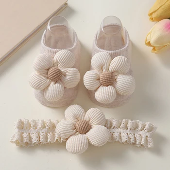 2 pezzi/set calzini per capelli per neonate set per neonate fiori carini calzini da principessa per bambini accessori per capelli autunnali per neonati 1
