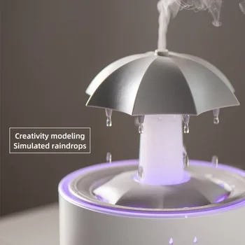Rotating Umbrella Water Drop Air Humidifier with Colourful Night Lights Mute Spary Home Essential Oil Aroma Diffuser Humidifier 3