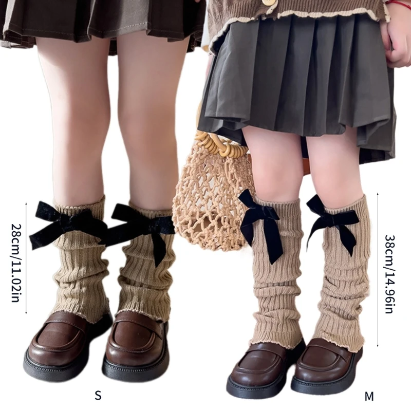 Fashion Knit Leg Warmers for Little Girls Slouchy Socks for Dress Toddler Winter Bowknot Socks Thicken Warm Leggings images - 6