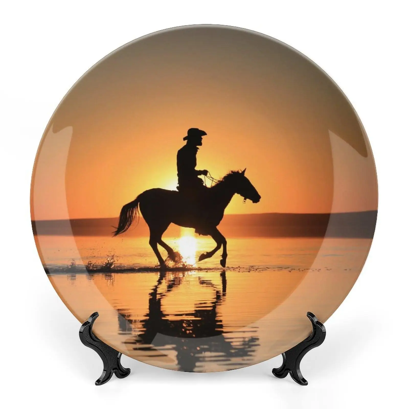 

Horse Ceramic Decorative Plate for Display Handmade Ceramic Wall Hanging Decors, Decorative Plates with Vertical Stand