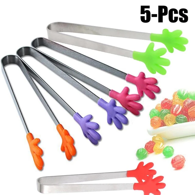 5 Pack Silicone Kitchen Cooking Tongs Set 7-Inch Mini Heavy Duty