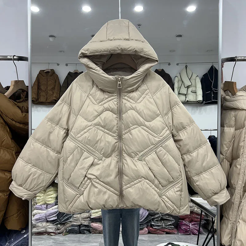 

Новинка 2023, зимнее хлопковое пальто с капюшоном, модная теплая Женская куртка, Повседневная Свободная короткая верхняя одежда, женские толстые однотонные парки