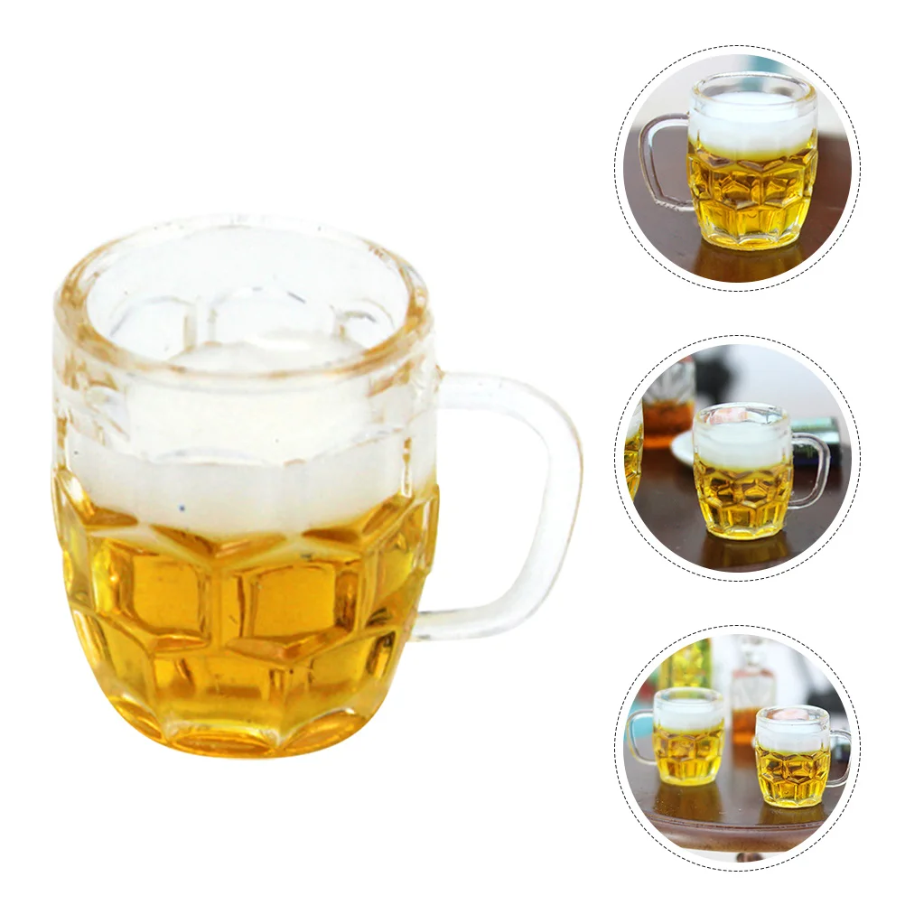 

6 Pcs Simulation Beer Decor Adorable Mini Mugs Toy Room House Decorations Model Scene Adorns Resin Desktop Prop