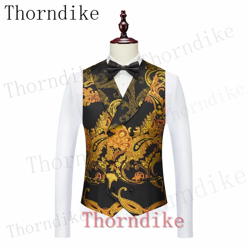 Thorndike Tailor-Made Tuxedo 3 Pieces Blazer Wedding Party Singer Groom Costume Men Suits