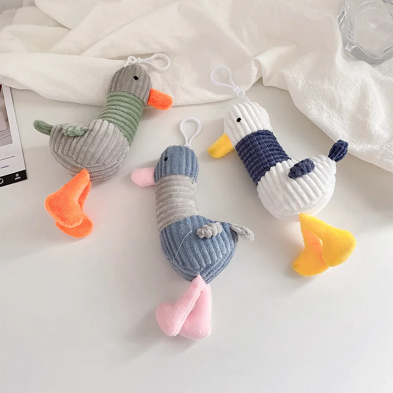 

Kawaii Keychain Cute Cartoon Animal Stuffed Toy Duck Doll Bag Charm with Hook Pendant Key Chain Accessories Friends Gift