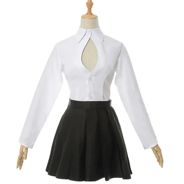 Chemise blanche et jupe noire du cosplay Oke Roji Mitsuri dans Demon Slayer vue de dos