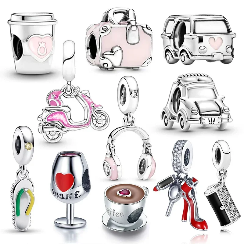 

Fashion accessories bags headphones coffee cup DIY Charm S925 Silver Plating