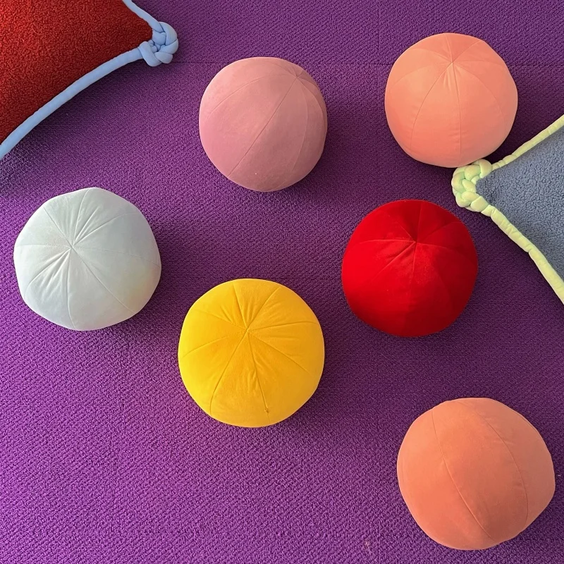 Color ball pillow, antique solid color flannel, ball, round ball, homestay, soft sofa, bed, cushion 8
