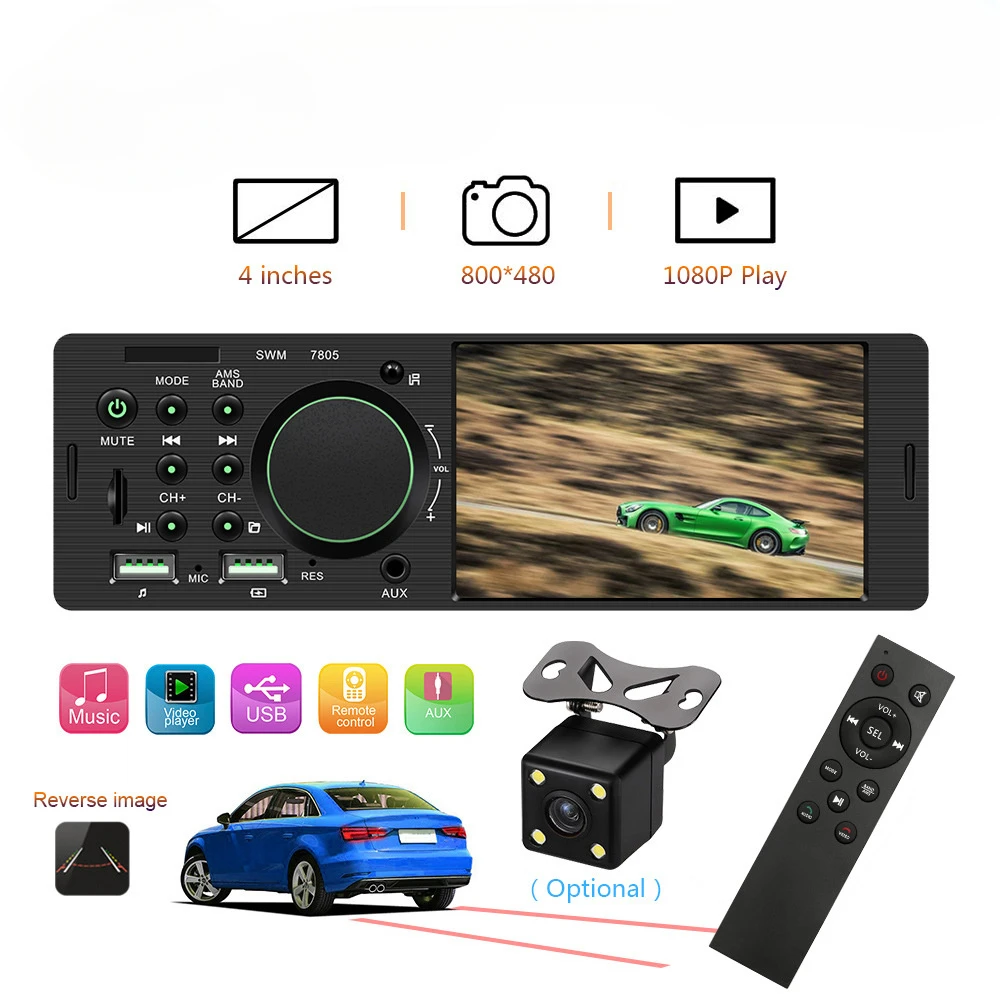 

10pcs 7805 Single Spindle 4.1 Inch High-definition Car Mp5 Player Mp3 Bluetooth Hands-free Reversing Camera Car Cd Modification