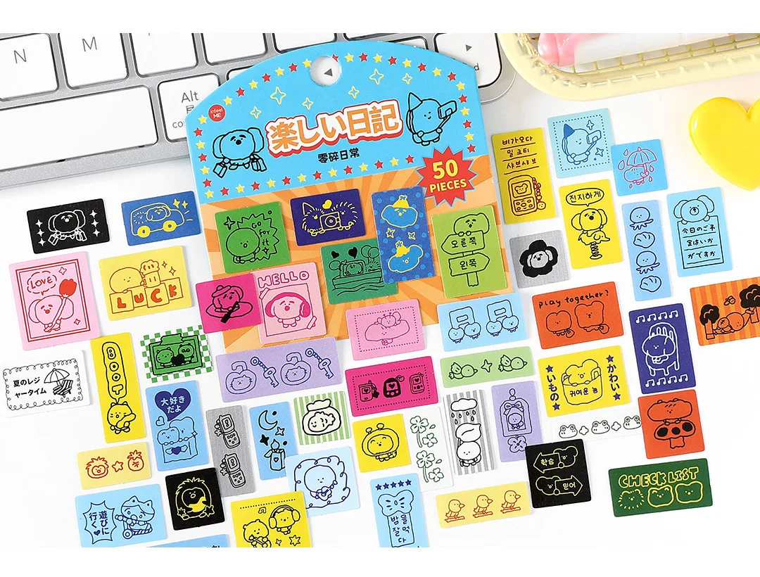 50 stücke Glück Tags Kawaii Ins Mini Aufkleber Material Pack Talent Dekoration DIY Tagebuch Album Sammelalbum Nette Schreibwaren Aufkleber – Detail 14
