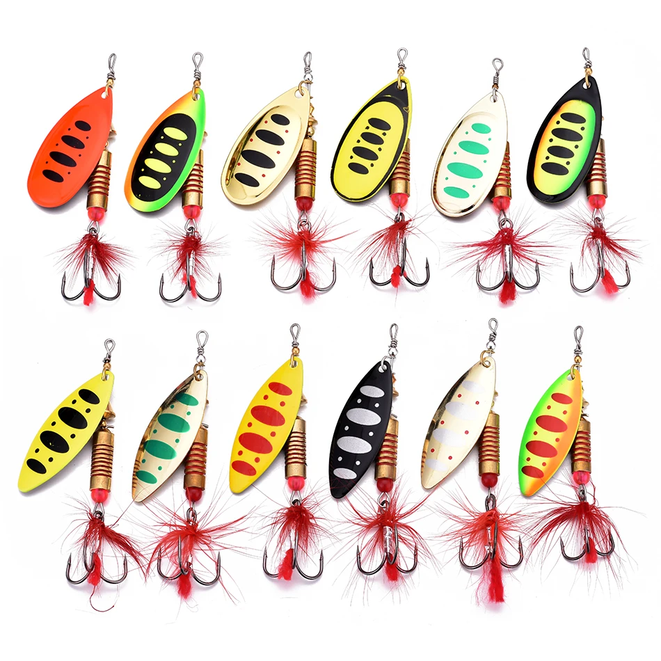 Bluebrook Spinner Bait 6.5G 10G 13G Hard Spoon Lures Metal Fishing Lure Con Piuma Treble Hook Attrezzatura Da Pesca Bass Fishing
