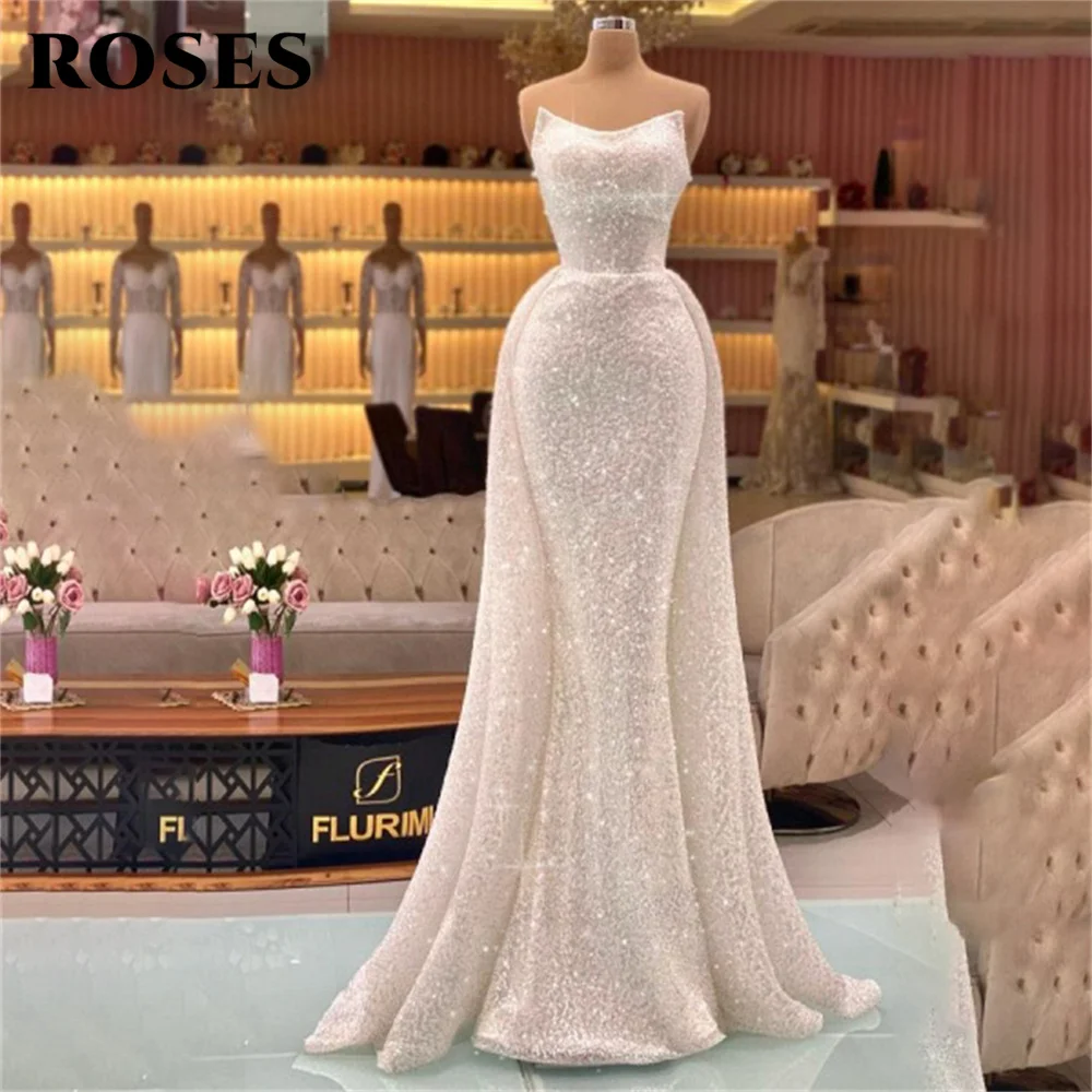 

ROSES Sequin Mermaid Charming Prom Dresses Gown Sweetheart Sleeveless Formal Gowns Free Shipping Evening Gown vestidos de noche