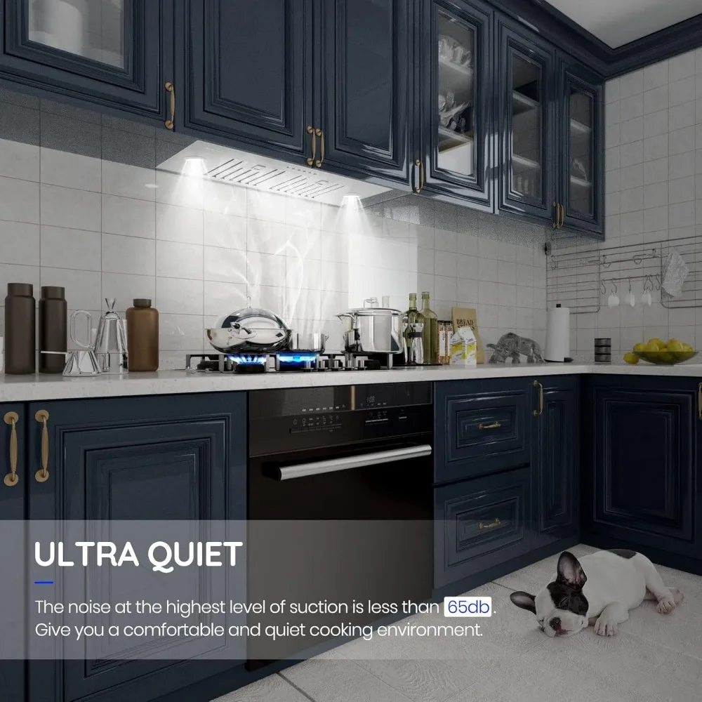 Range Hood Insert Built-in Range Hoods Ducted/Ductless with 4-Speed Soft Touch Panel Control/Dishwasher-safe Filters