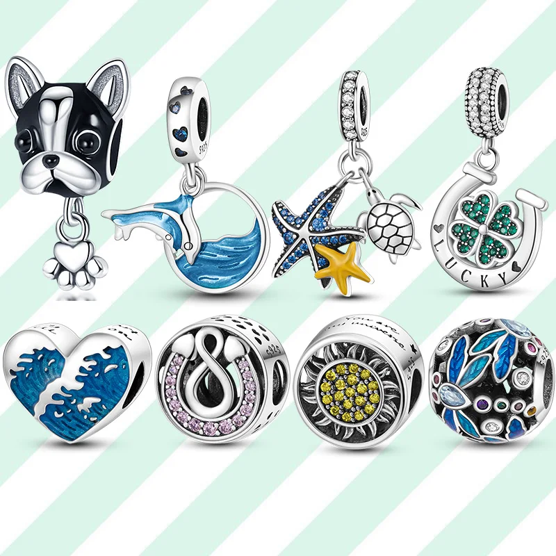 

Hot Sale 925 sterling silver animal ocean series Charm Bead Fit Original Pandora Bracelets Dangle DIY Jewelry Making