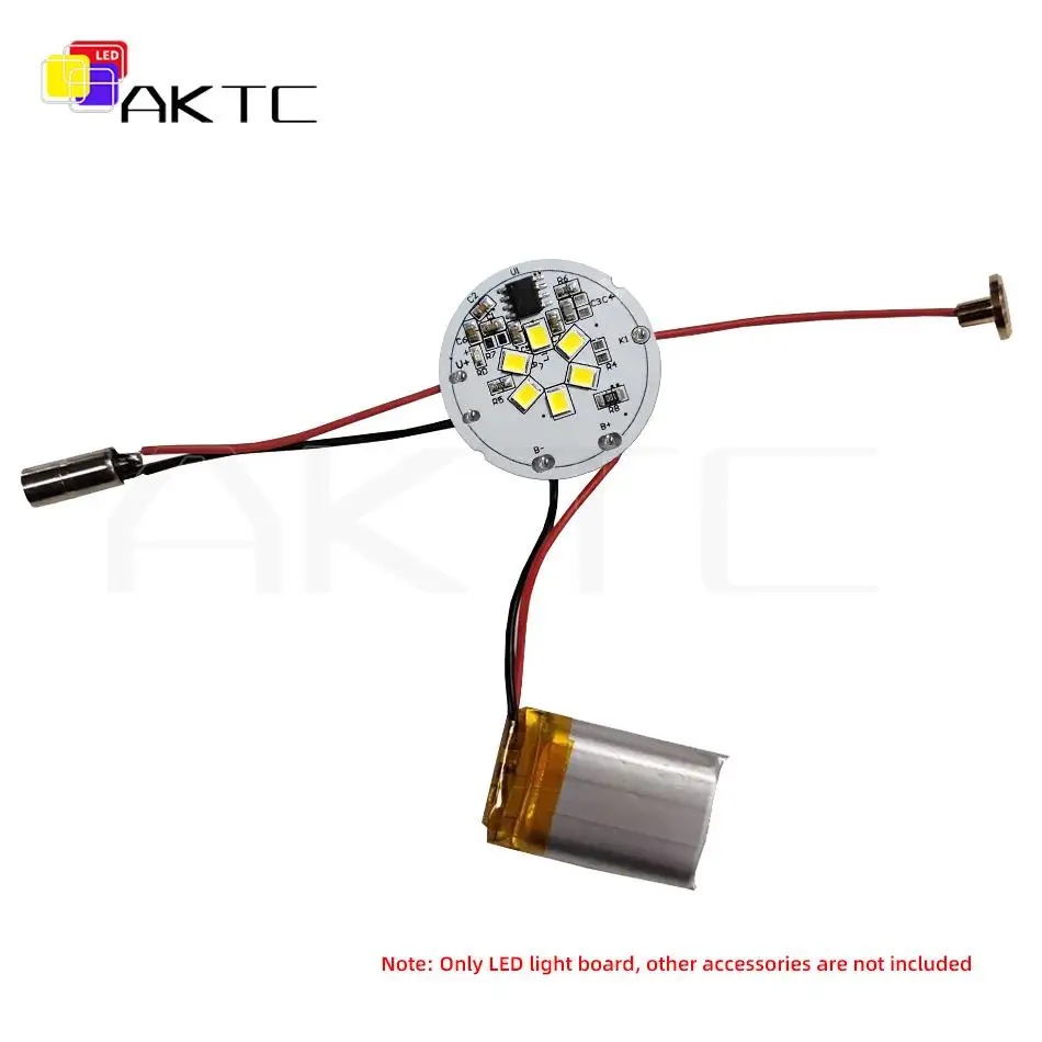 5 Pcs 5V Round LED Light Board Single Color Warm/White 3-Level Dimming Compatible Touch On/Off Control/3.7V Battery/Charging led modules led module