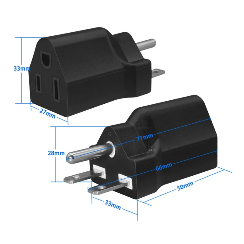 1pcs Black US Male to Female Power Adapter Plug USA AC Nema 6-15P to 5-15R Female 3 Prong Travel Plug socket converter