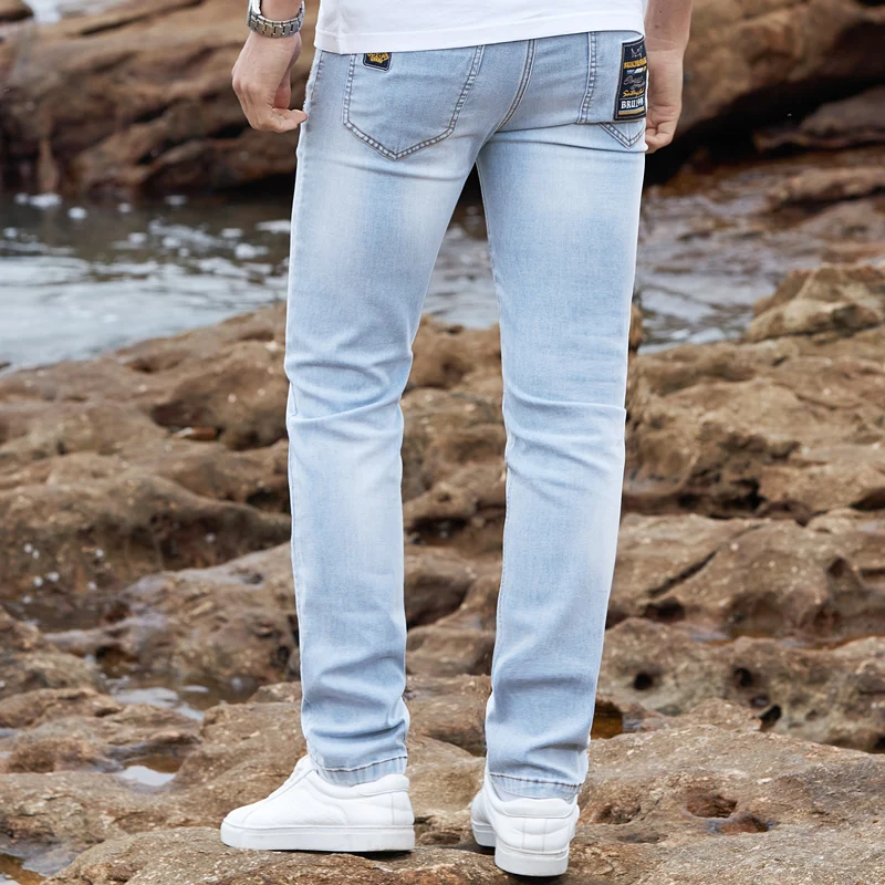 Bruce&Shark New Men's Summer Jeans Thin Stretching Straight Leg Casual Jeans Men Fashion Denim Cowboys Man Pants