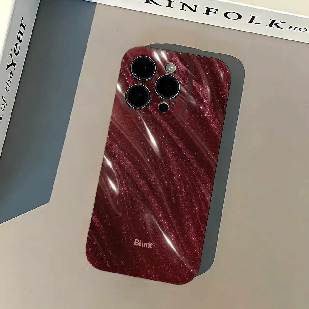 Burgundy Swirls Glossy Film Hard Phone Case