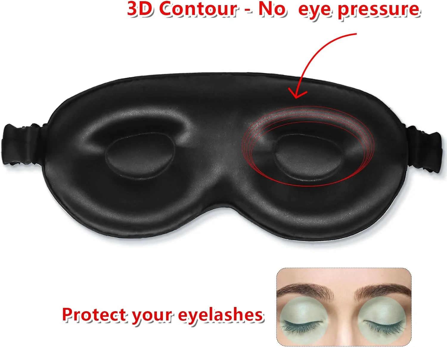 100% Pure Mulberrry Silk Sleep Mask,3D Contoured No Pressure Eye Covers,Soft Blindfold For Sleeping,Luxury Silk Sleep Eyemask 2