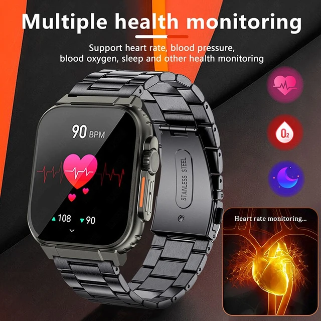 Smart Watch Men Fitness Tracker: 2.0“ Touch Screen Watches Waterproof for  Call Heart Rate Blood Pressure Sleep Monitor Digital Step Sport Running