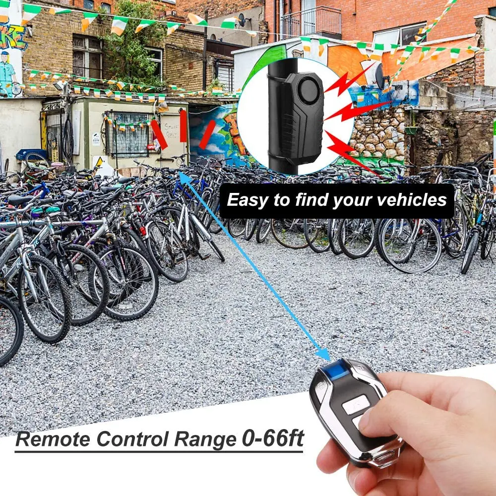 Wireless Anti-Theft Motorcycle Bike Alarm with Remote Waterproof Bicycle Security Alarm Vibration Sensor Detector 113dB Loud alarm keyboard