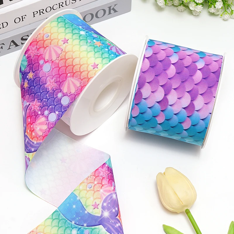 5 Yards Marine Organism Printed Grosgrain Ribbons For Hair Bows DIY Handmade Materials 83476