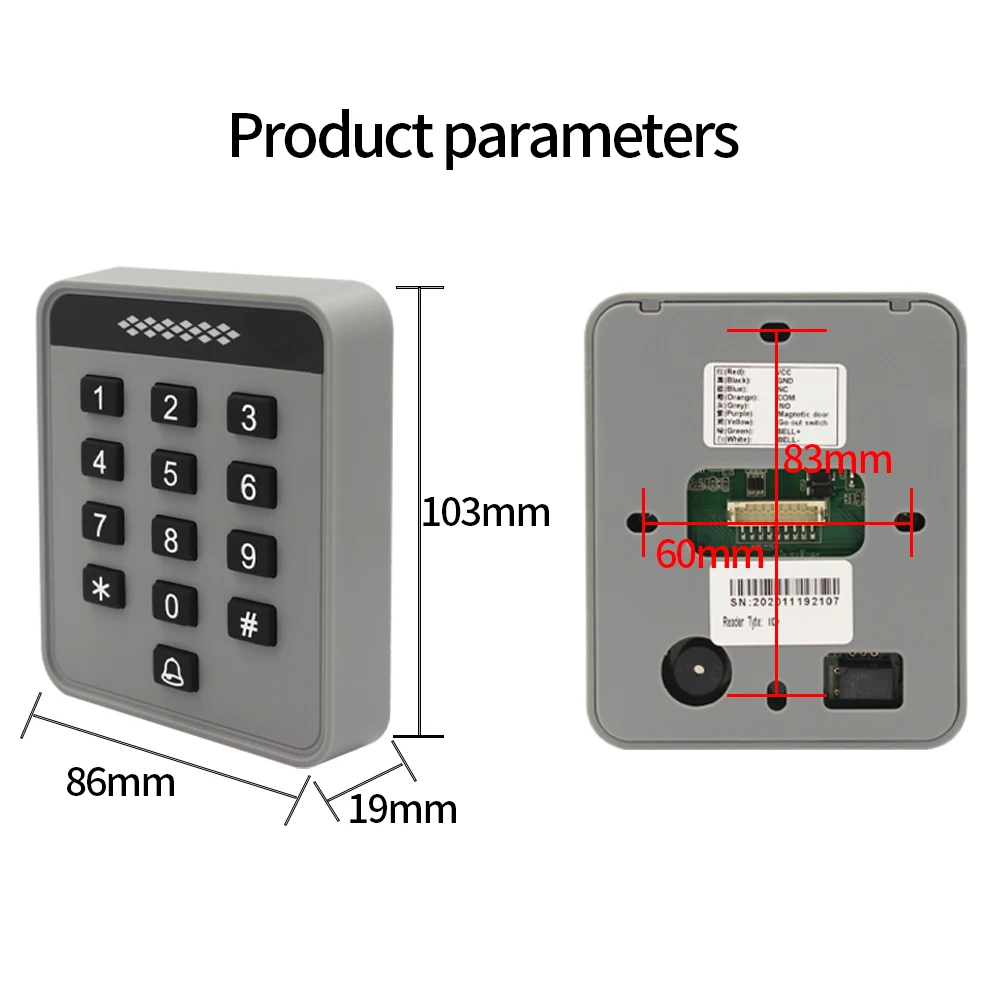 Waterproof Standalone Backlit 1000 User Simple Version Access Control Keypad Password 125KHz 13.56MHz Proximity Card Door Opener