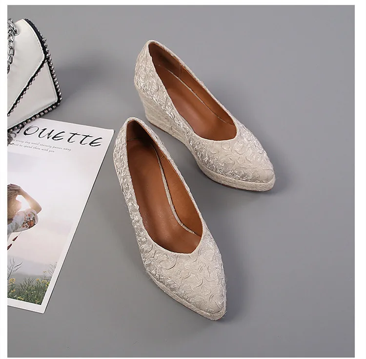 

Модные женские туфли на танкетке на высоком каблуке, элегантная женская обувь, Брендовые женские туфли-лодочки, женские туфли на танкетке в стиле ретро