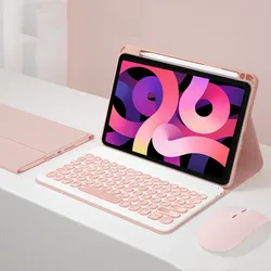 Universal Tablet Keyboard Case with Pencil Holder and International Layout for English (Pink key case M)