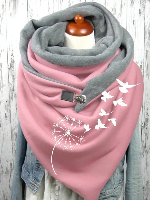 

Ladies Pink Dandelion Seagull 3D Printed Pink Scarf