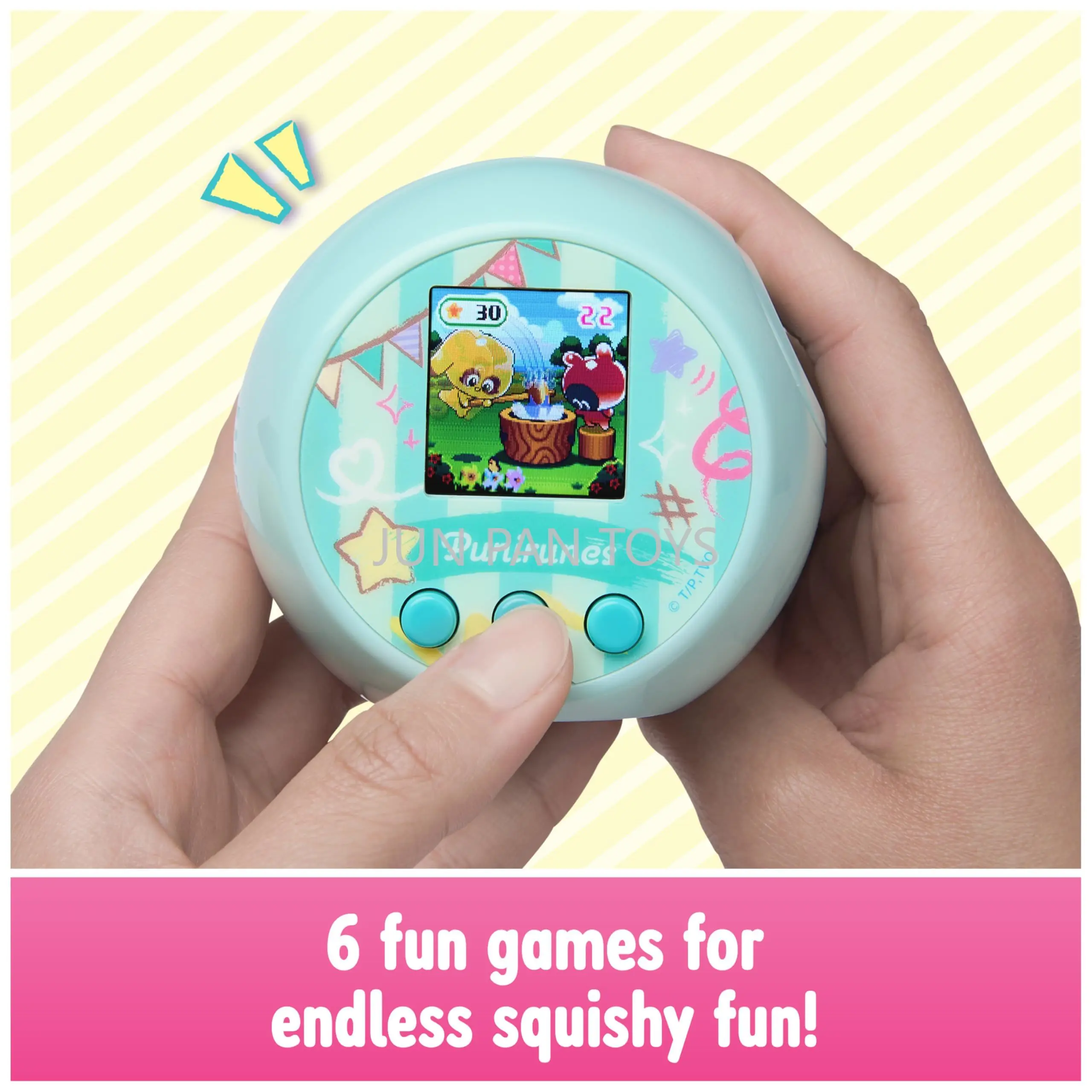 Punirunes Interactive Digital Toy with 55 Squishy Characters Inside Reacts To Touch Full-Color Display Children Toy for Girl Boy 6