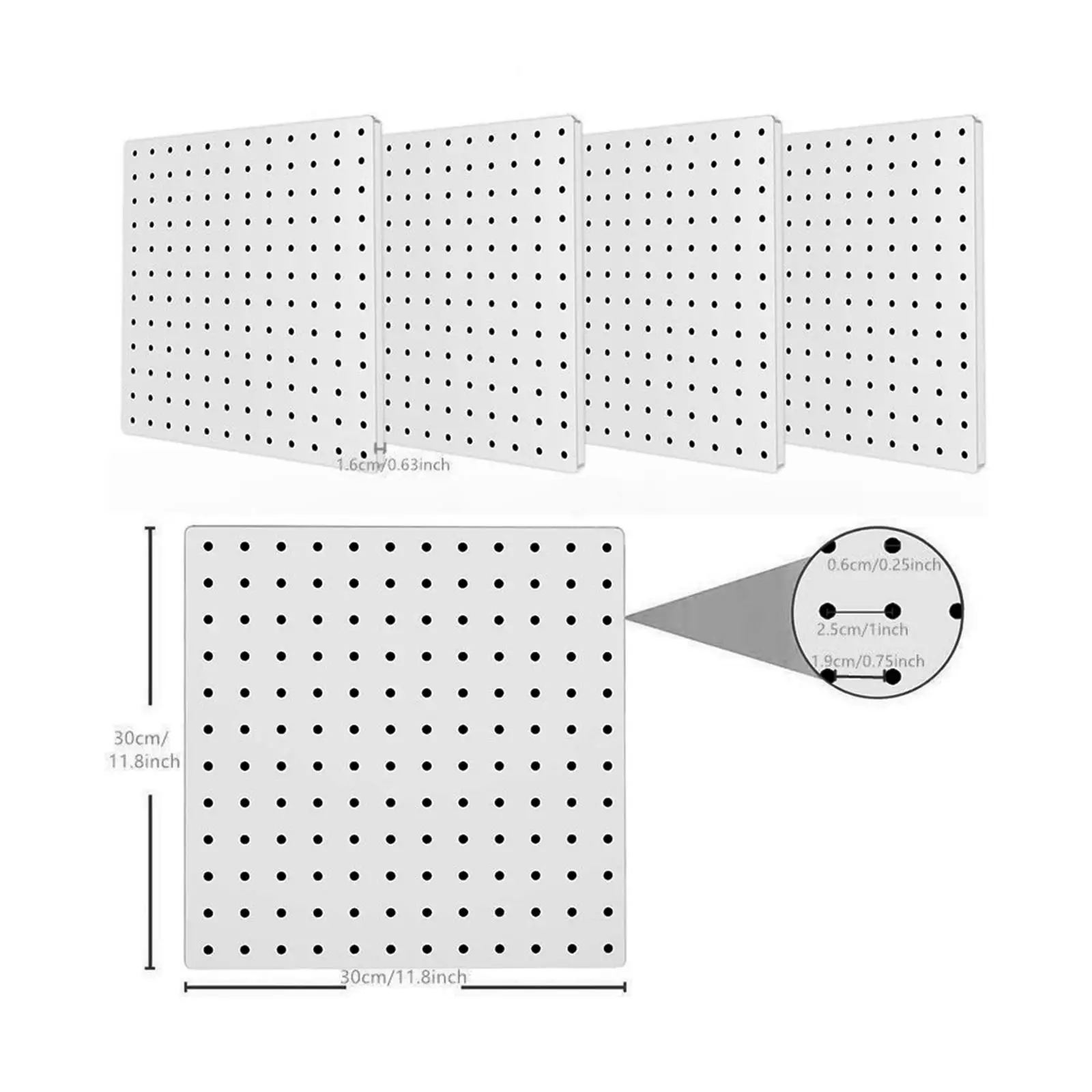 Pegboard White Wall Mounted Wall Storage Panel for Dormitory Office Bathroom